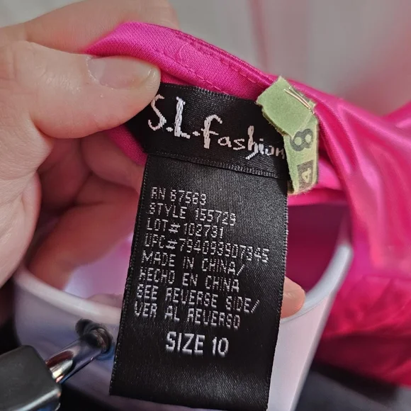 Bright neon pink layered draping appearance dress - Picture 3 of 3